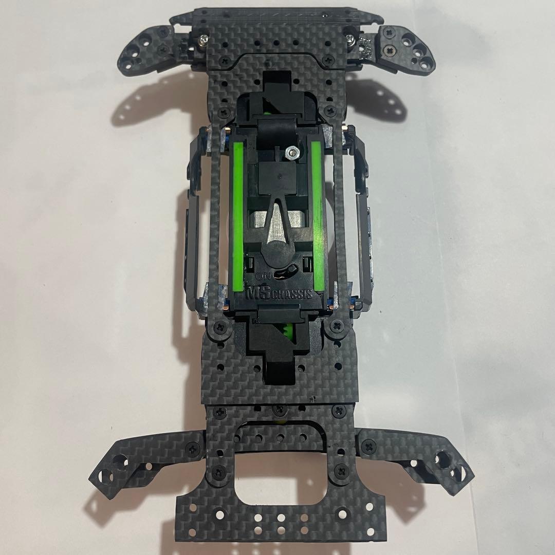 ミニ四駆　MSフレキ　フロントAT段下スラダン　1軸アンカー　提灯社外カーボン②