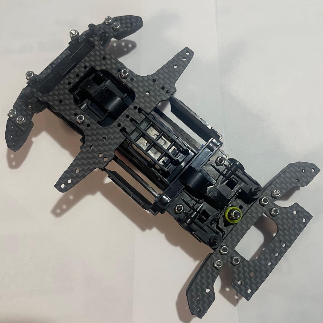 ミニ四駆　MSフレキ　フロントAT段下スラダン　1軸アンカー　提灯社外カーボン②