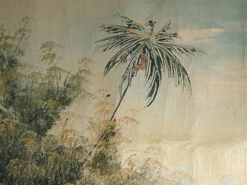 【絵】　★ 油画 東南アジア河岸風景図 ★　作家物　純手描き 真作保証　西洋書画