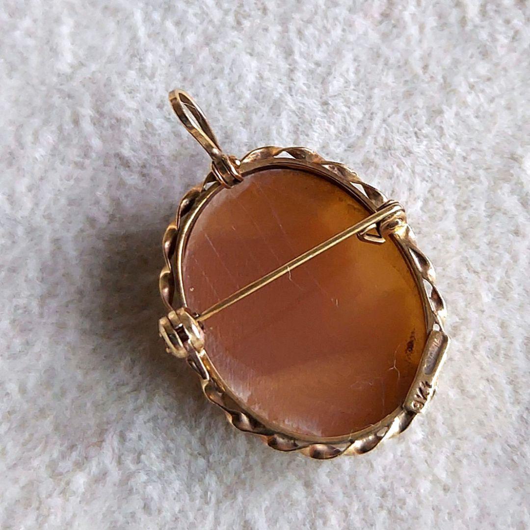 ヴィンテージ　女性　カメオ　9K ペンダントトップ&ブローチ