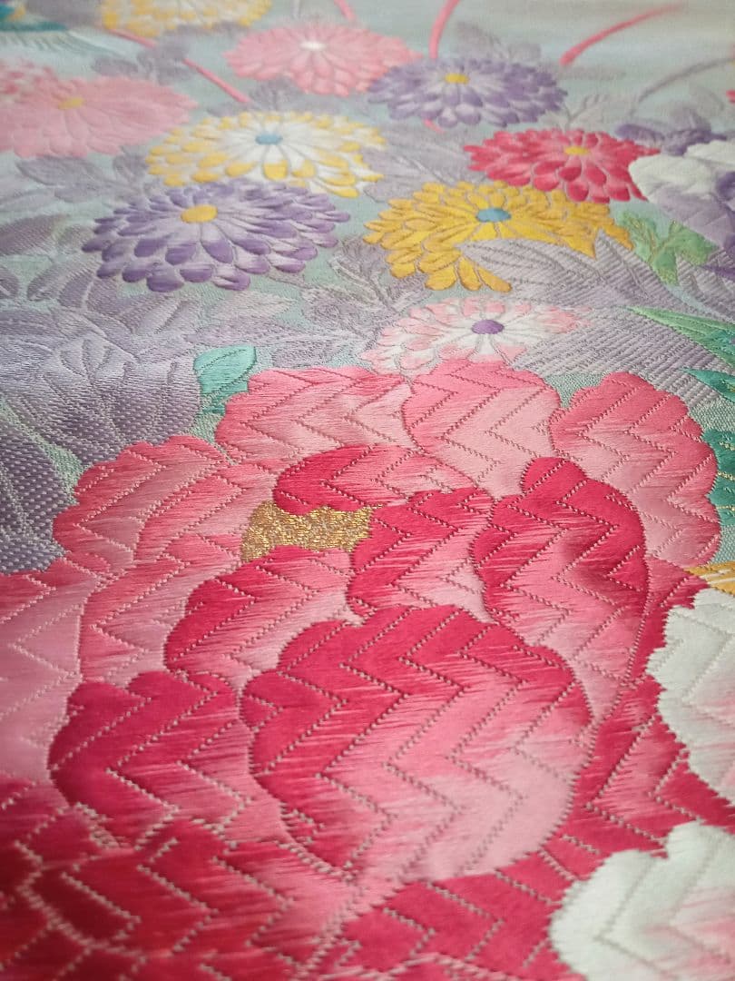 新品！正絹　豪華花刺繍の袋帯