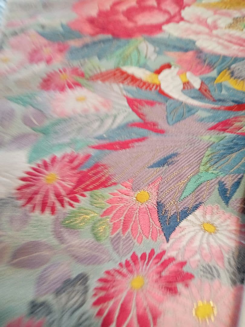 新品！正絹　豪華花刺繍の袋帯