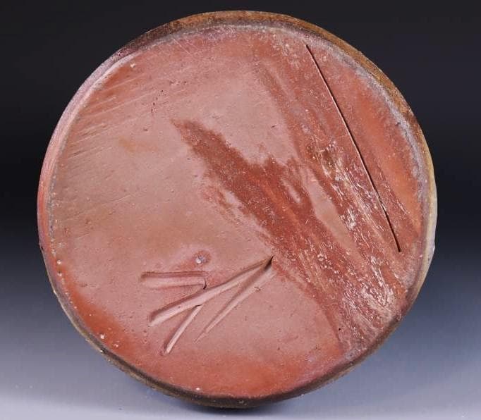 人間国宝　藤原雄　黄胡麻窯変花入 　M270