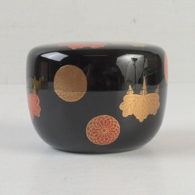 茶道具　漆芸家　難波仁斎作　高台寺蒔絵　平棗　共箱　V　9594