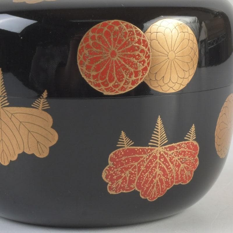 茶道具　漆芸家　難波仁斎作　高台寺蒔絵　平棗　共箱　V　9594