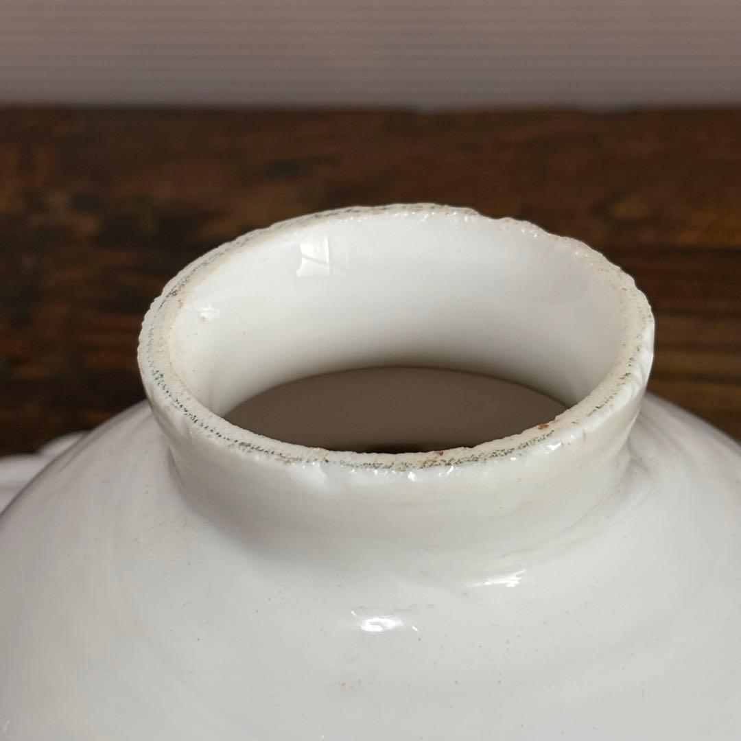 アンティーク電笠　乳白色　青