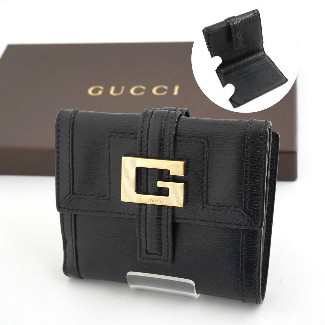 ✨未使用に近い✨　GUCCI ミニ財布　Gロゴ エンボスロゴ 二つ折り　黒色