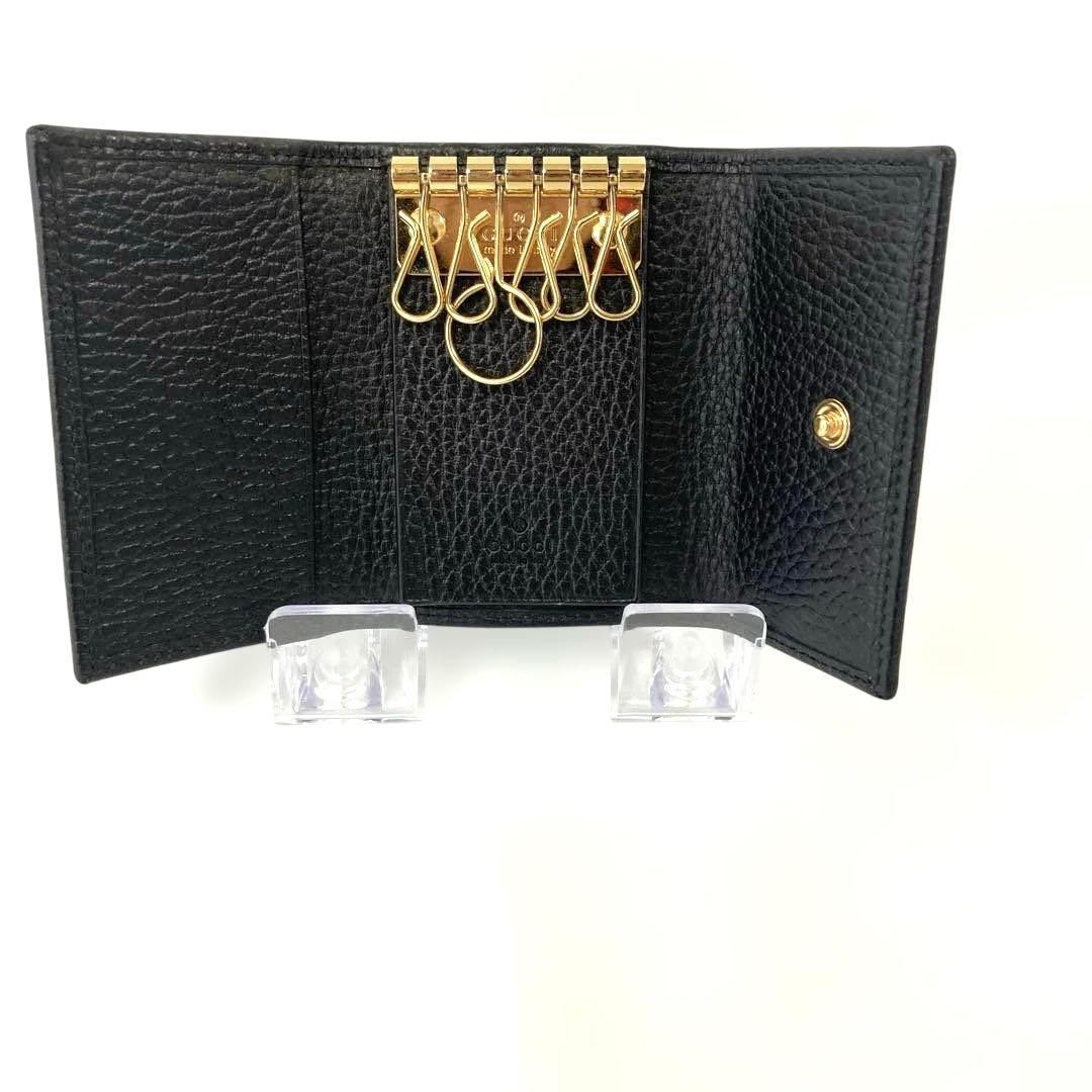 【極美品】GUCCI グッチ GGマーモント 6連キーケース ブラック レザー