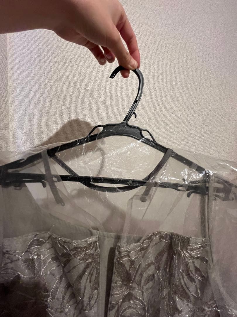 【LEJA】アシンメトリーシアーフラワードレスワンピース 結婚式 ドレス　S