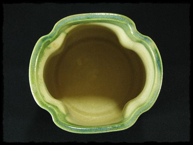 珍品！黄瀬戸織部 林 英仁 一重口 水指 茶道具 四方桟 共箱 上位品 f284