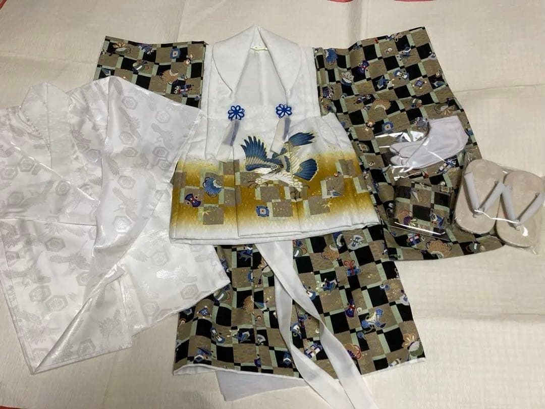 3歳　男の子　七五三フルセット　着物・被布・長襦袢・草履・足袋・袋付き