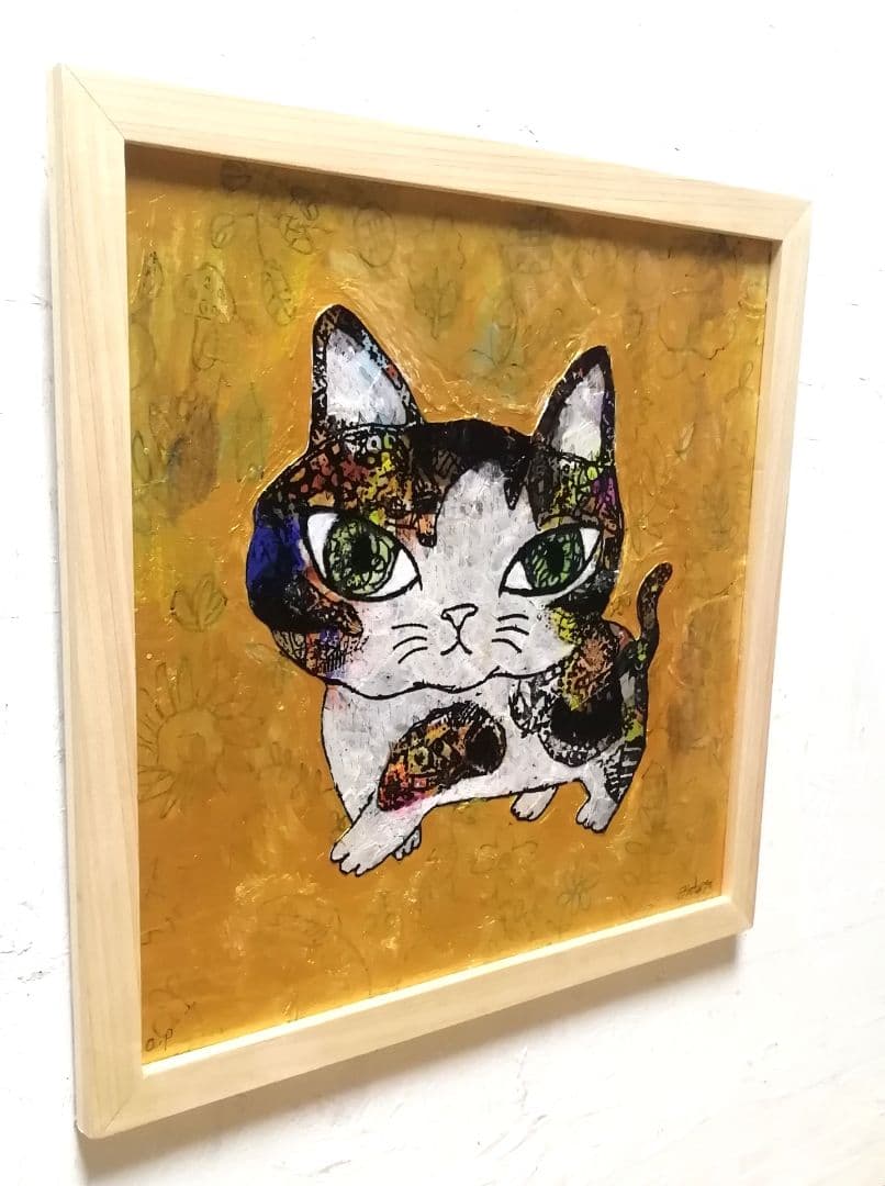 額付き銅版画応用絵画　title「お通りニャンコ」