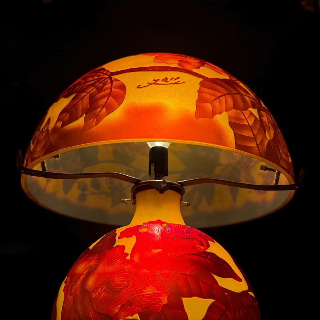高さ35㎝【希少】【特大】エミールガレ風　レプリカ　ランプ　卓上照明