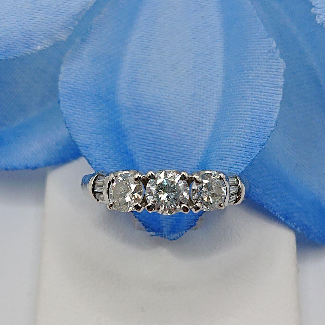 tacoable1カラット3粒天然ダイヤモンドリング テーパー付Pt900