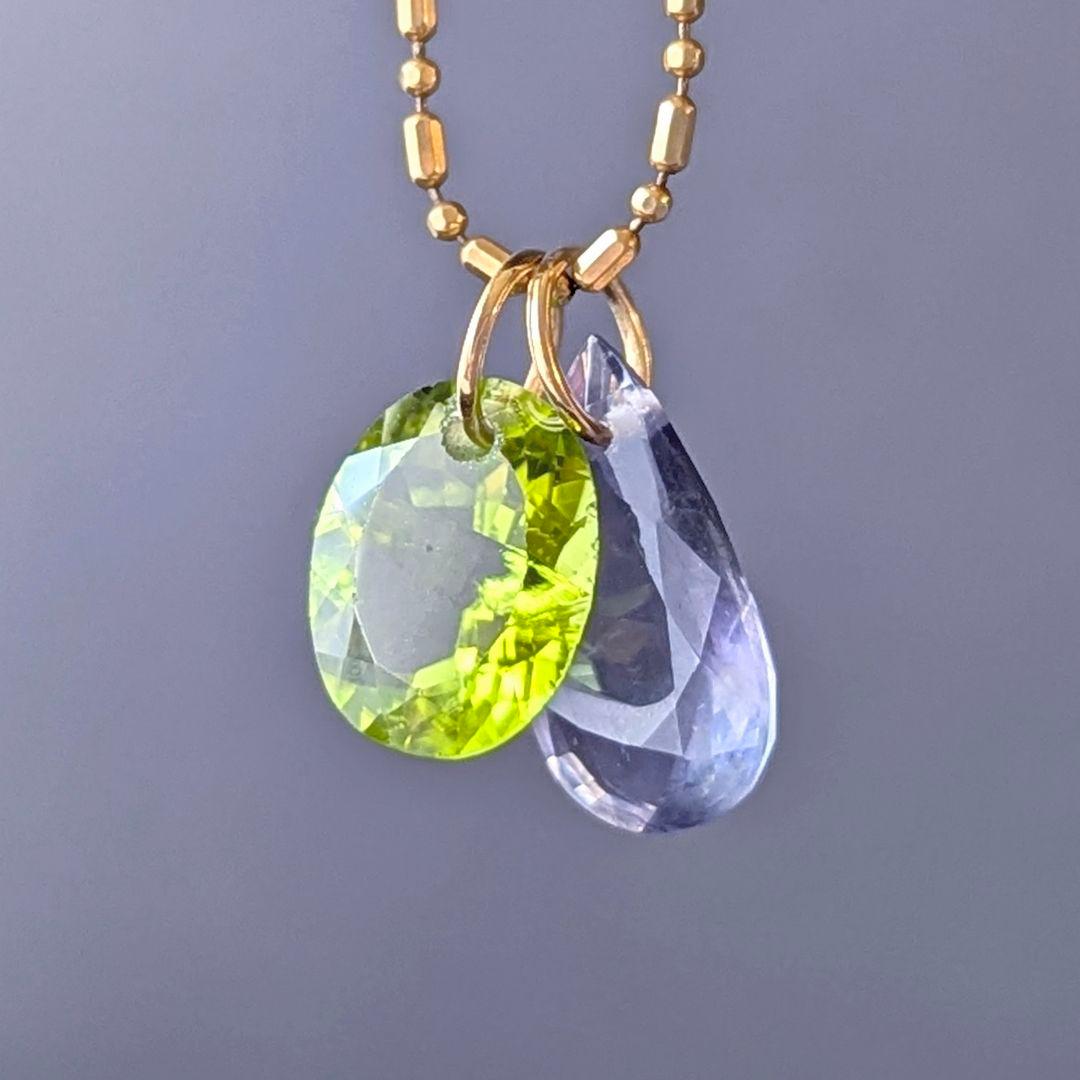 ♢N♢K18 アイオライト＆ペリドット セットチャーム
