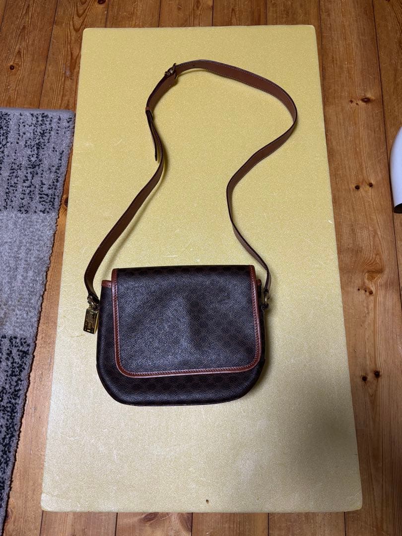 CELINE ショルダーバッグ マカダム柄 ヴィンテージ ゴールド金具