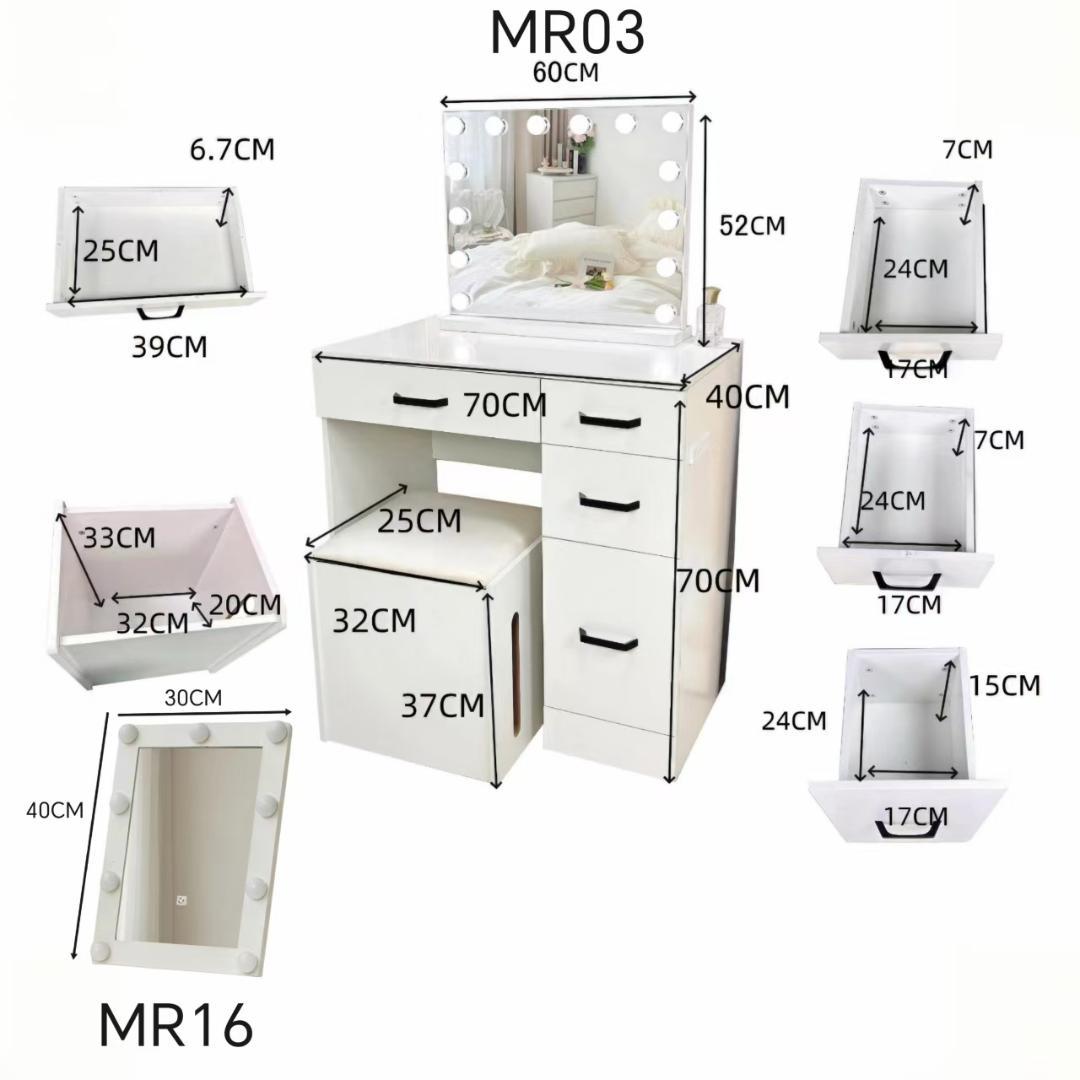 ホワイト モダン ドレッサー ミラー付き訳あり品写真をご確認103-1-①-02