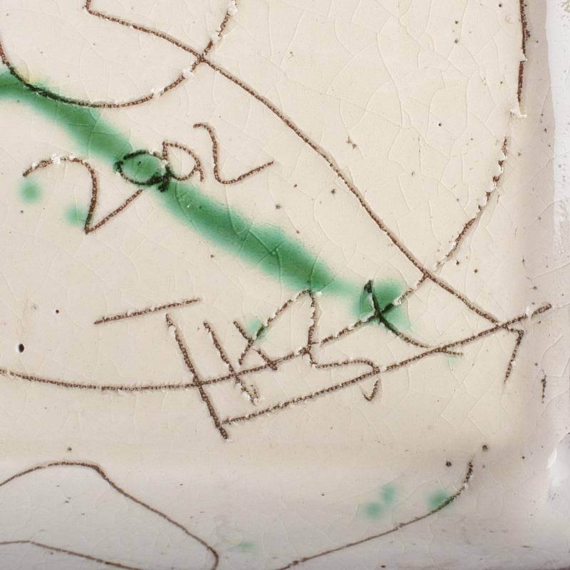 萬古焼　馬酔木窯　森正造　色絵　盃卓　一對　共箱　V　R7428