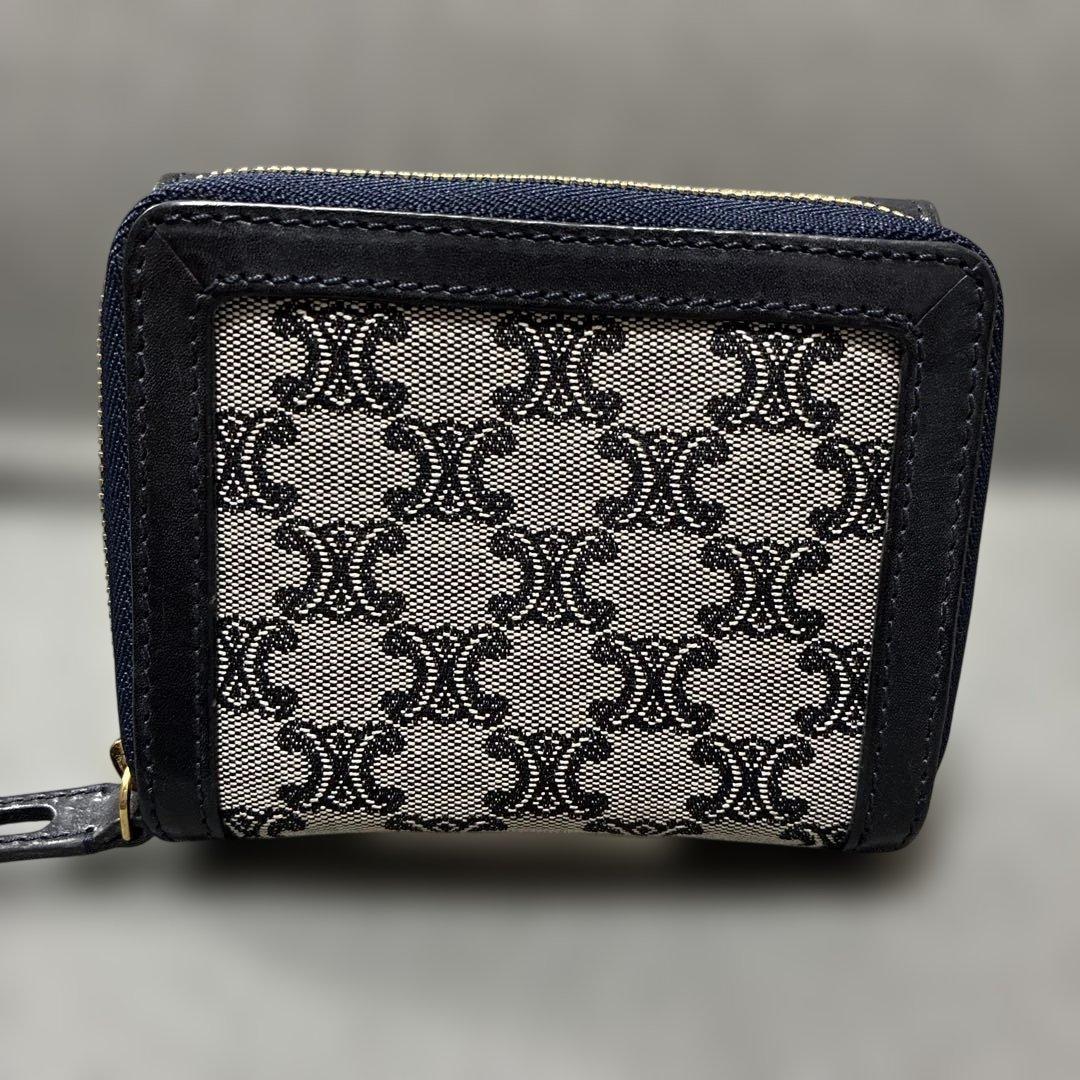 セリーヌ折財布 CELINE 二つ折り ネイビー 希少 美品