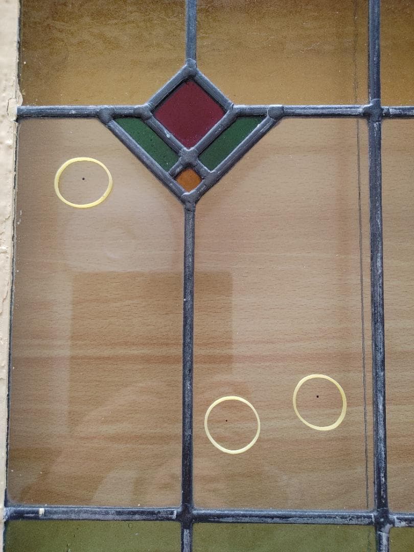 アンティーク　ステンドグラス窓枠　ｗ４８,８×h５１×ｄ4，2㎝