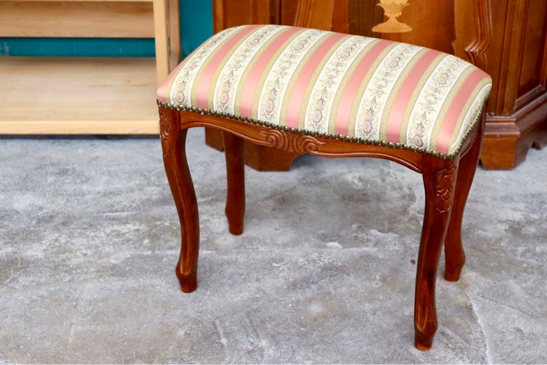 GMIK184○イタリア製 スツール チェア 椅子 猫脚 腰掛け ピンク スト