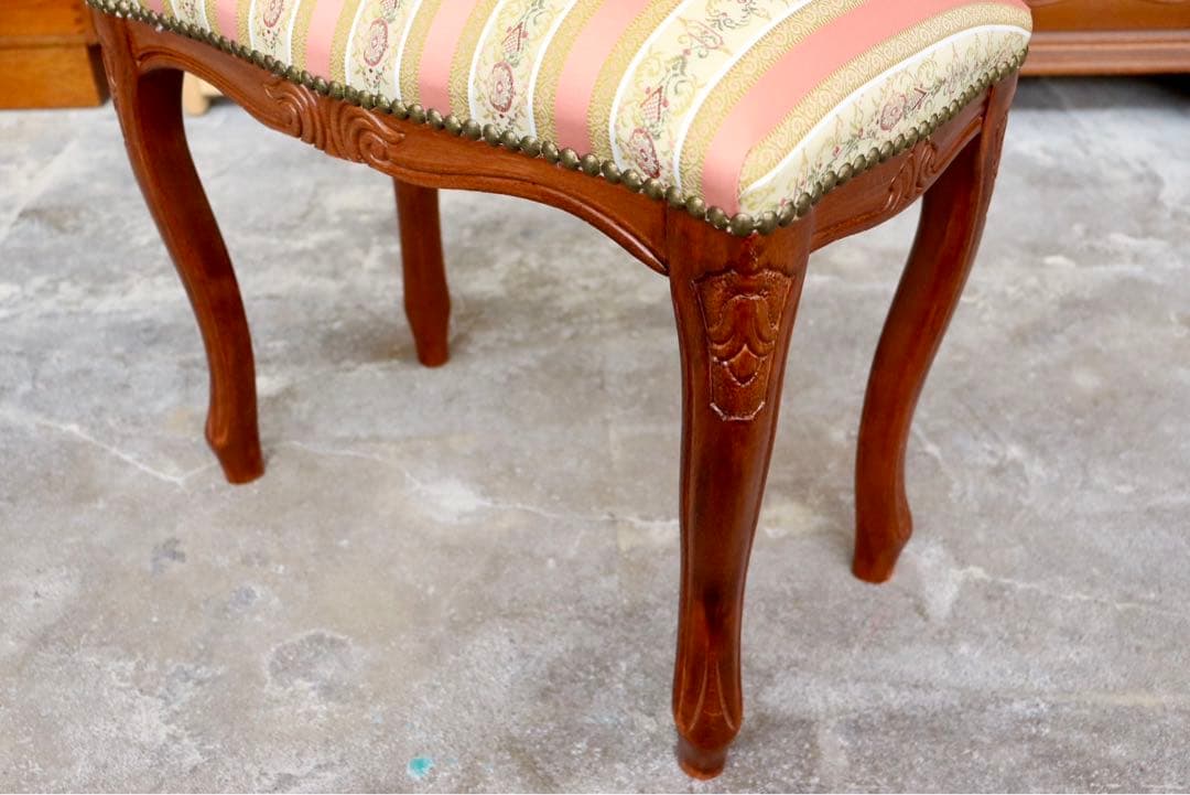 GMIK184○イタリア製 スツール チェア 椅子 猫脚 腰掛け ピンク スト