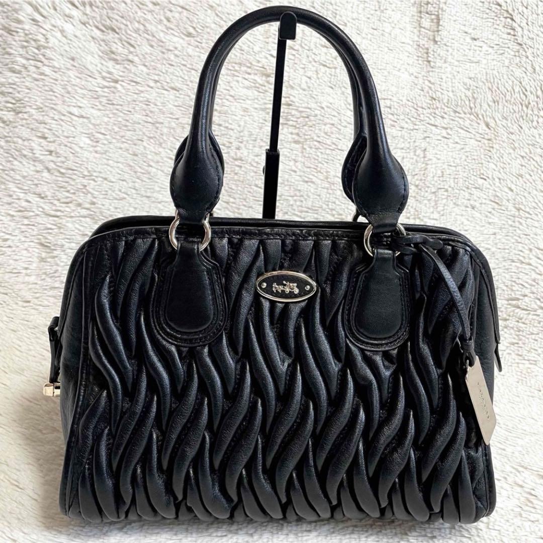 美品 COACH コーチ マディソン キルティング 2way ハンドバッグ 黒