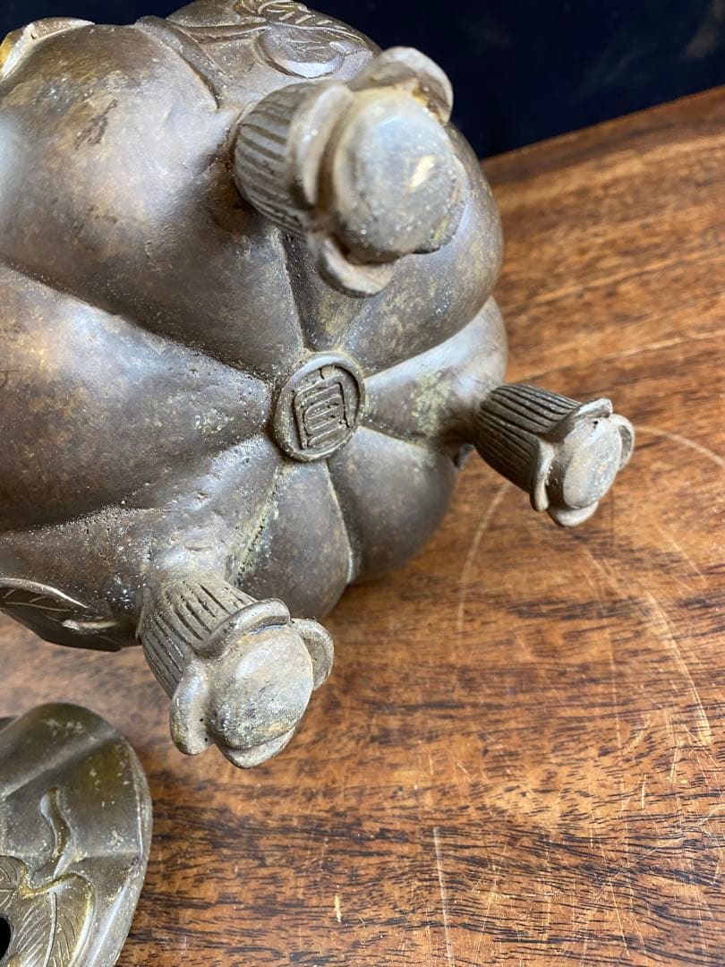 カボチャ型　銅香炉