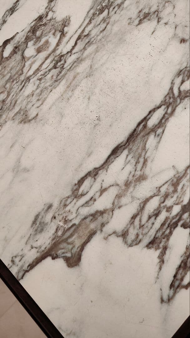 大理石風　ダークブラウン 木製テーブル 　アンティーク