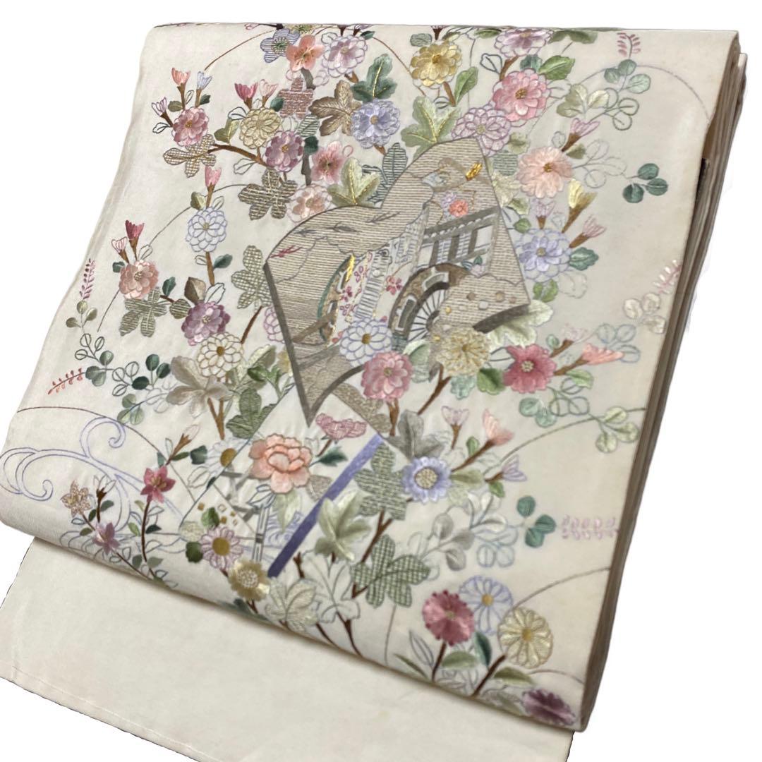 【専用です】季節の花々と読み本 総刺繍 袋帯