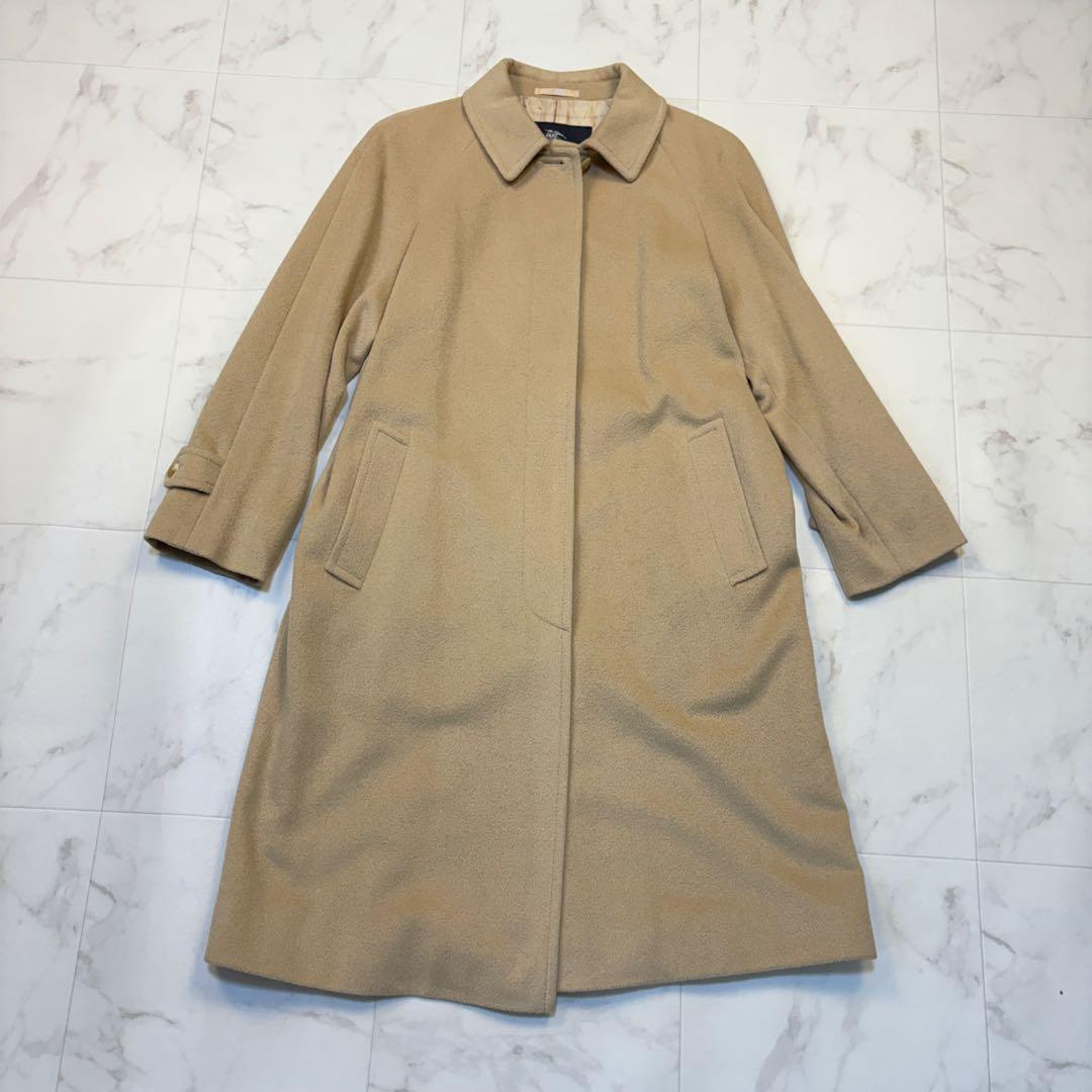 バーバリーロンドン　アンゴラ混　ステンカラーコート　38 茶色　ノバチェック　1