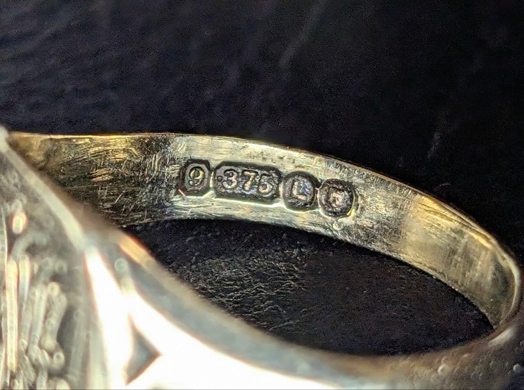 UK K9 モノグラム シグネット ゴールドリング 17号 ロンドン 1946