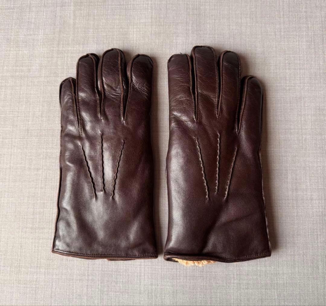DENTS デンツ ラビットファー レザーグローブ ブラウン