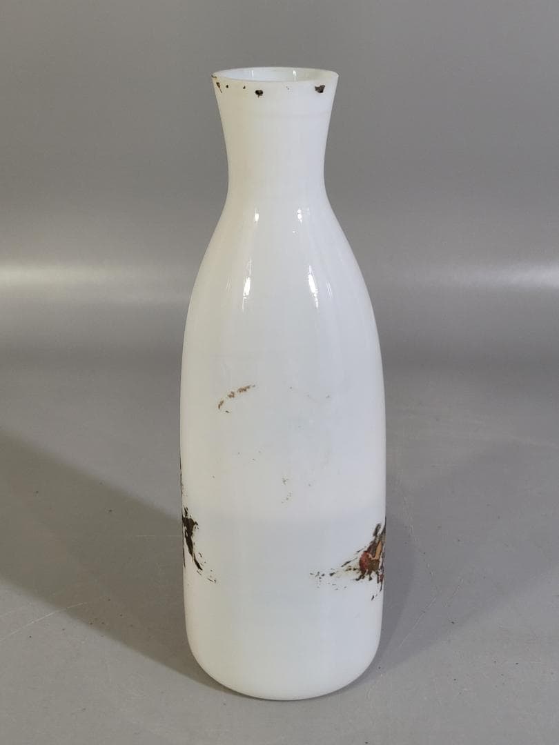 白色 江戸硝子 瓶 古美術 DT432