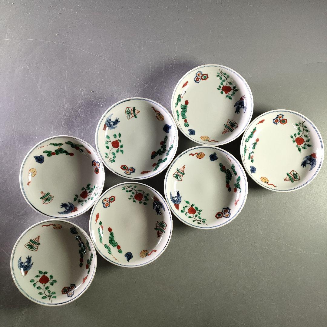 A940-5/萬暦意鳳凰画中皿7客/小皿/小鉢/向付/銘々皿/色絵/