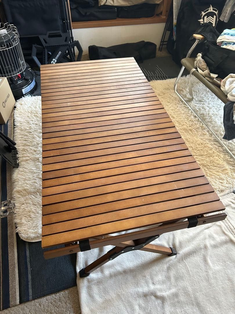 Hilander ウッドロールトップテーブル ダークブラウン