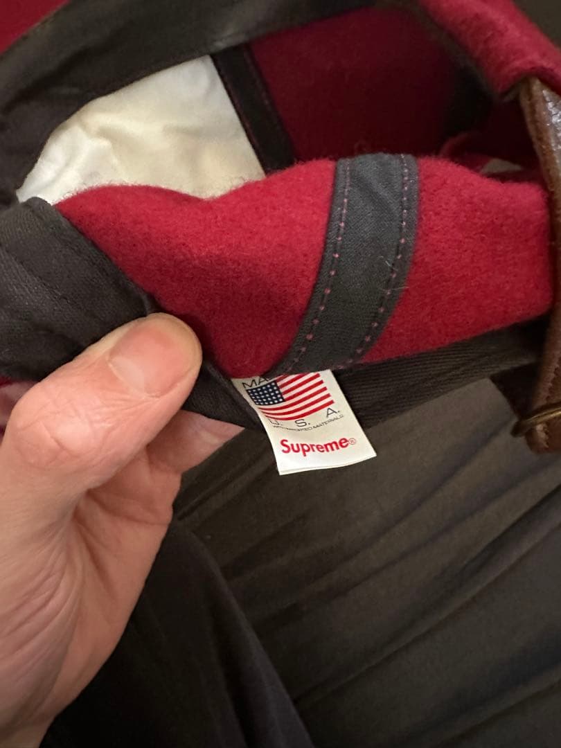 Supreme Sロゴ　バーガンディキャップ　ウール