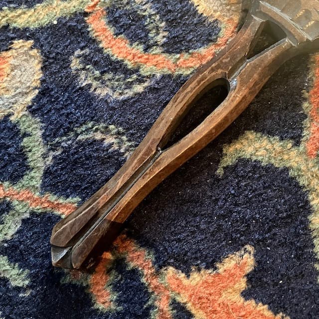 アンティーク 手鏡 木製 アールヌーボー フランス 古道具 骨董 ヴィンテージ