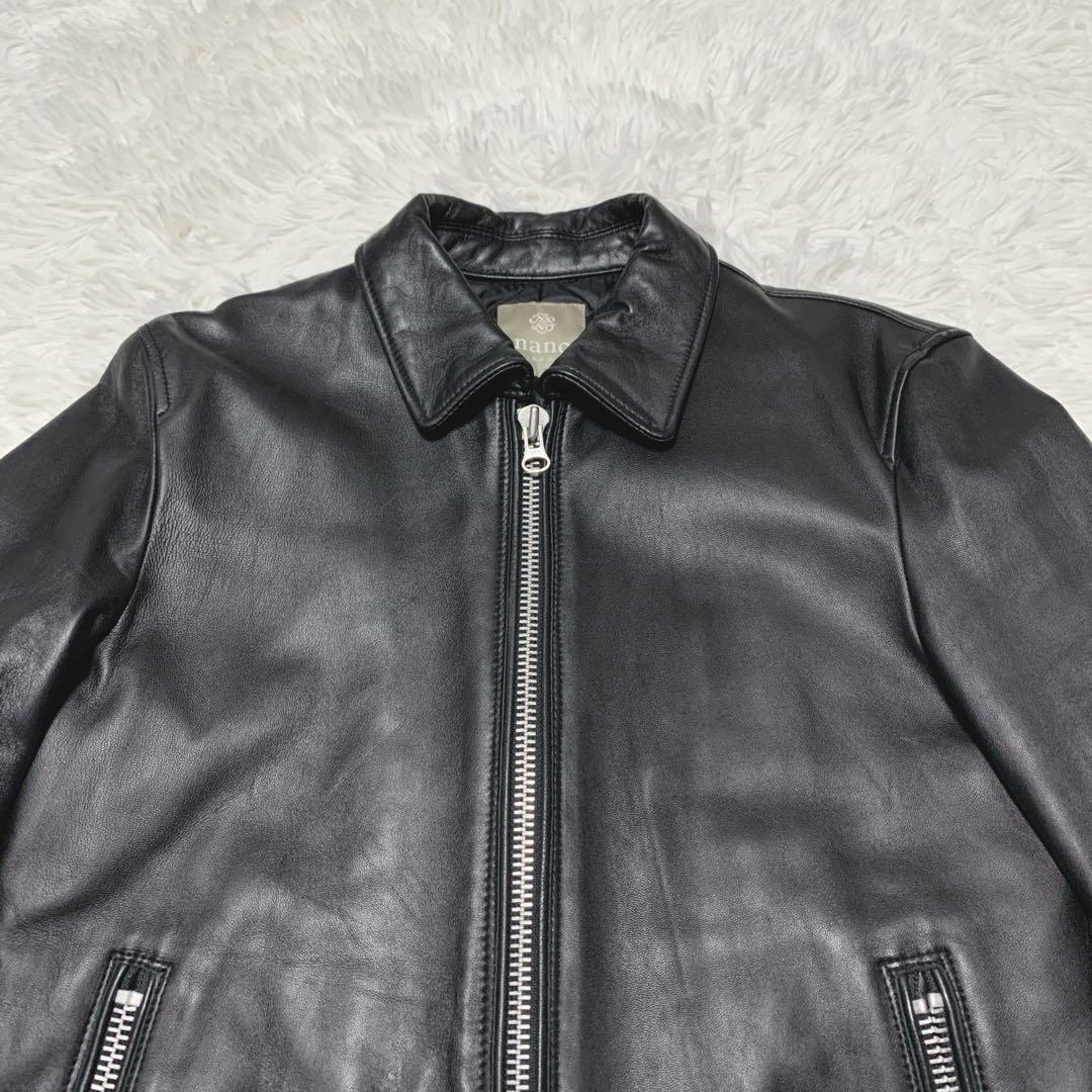 【極美品】ナノユニバース ライダースジャケット ラムレザー キルティング M