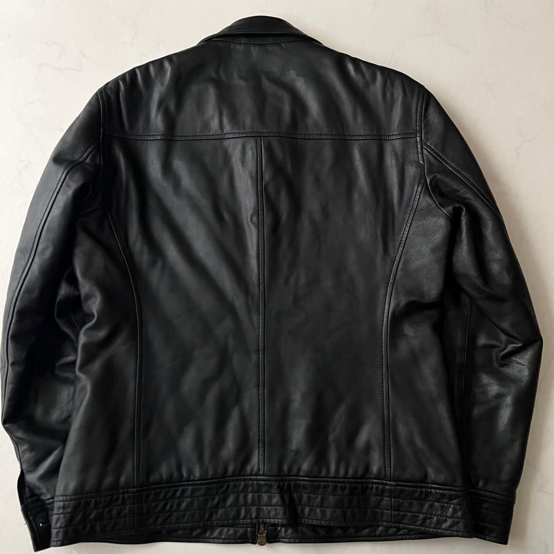 ノーリーズ レザージャケット 羊革 ブラック 黒 Wジップ L ラムレザー