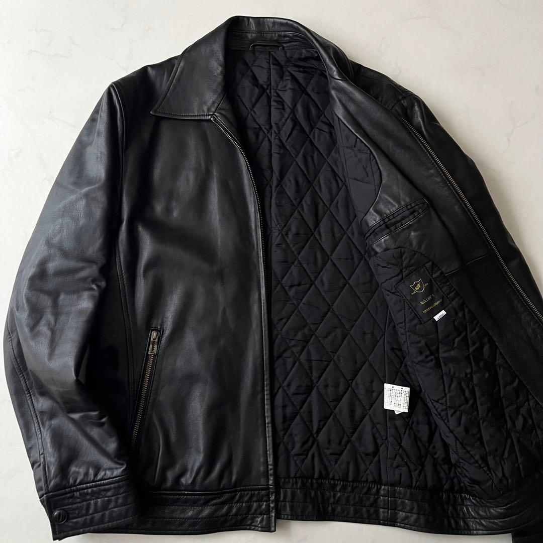 ノーリーズ レザージャケット 羊革 ブラック 黒 Wジップ L ラムレザー