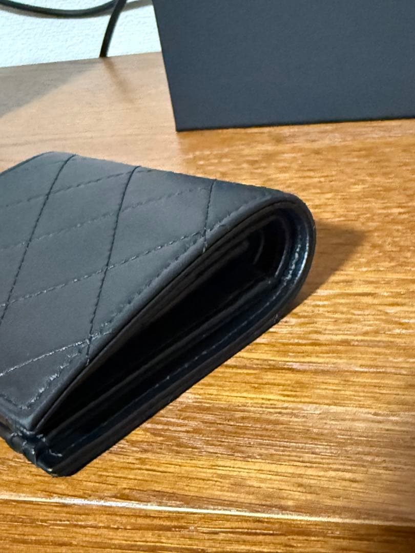 美品　シャネル　スモールウォレット　二つ折り財布　ソーブラック　AP3817