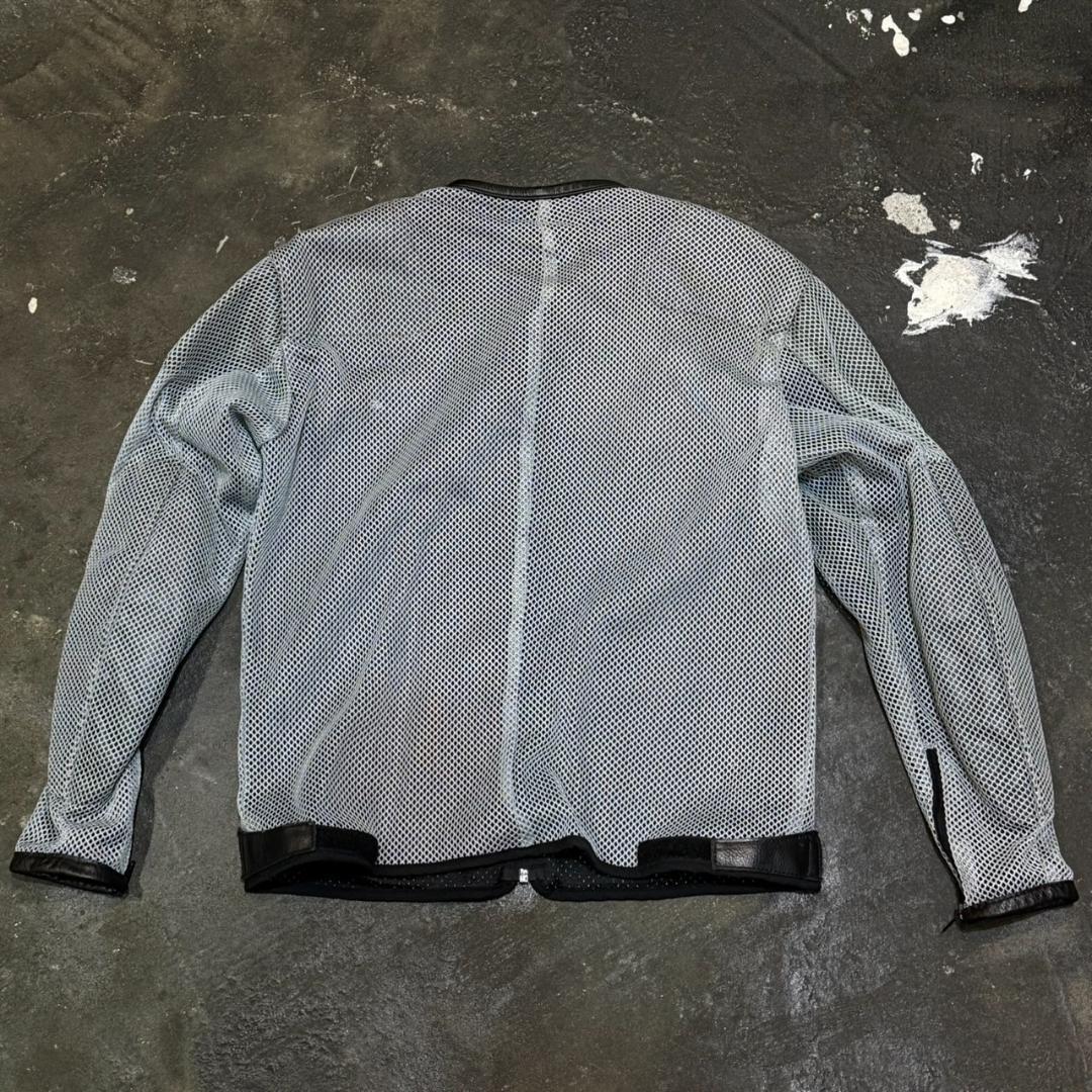 ◎Vanson バンソン ノーカラーメッシュライダースジャケット M グレー