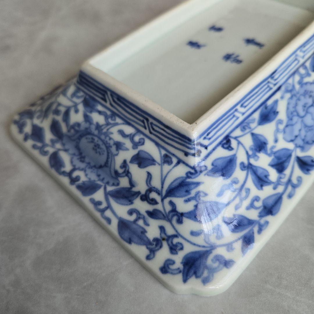 古伊万里　鳳凰　桐　染付　角皿　江戸時代　骨董　金直し　金継ぎ　アンティーク