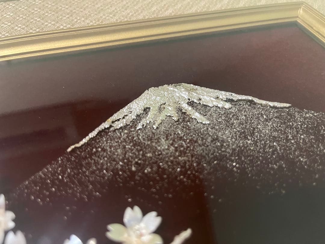 【貴金属画　純銀製】嘉山造　「桜富士」