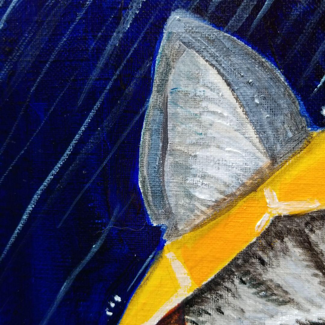 油絵　専用　嵐の訪れを伝える猫 　サバトラ白ちゃん編