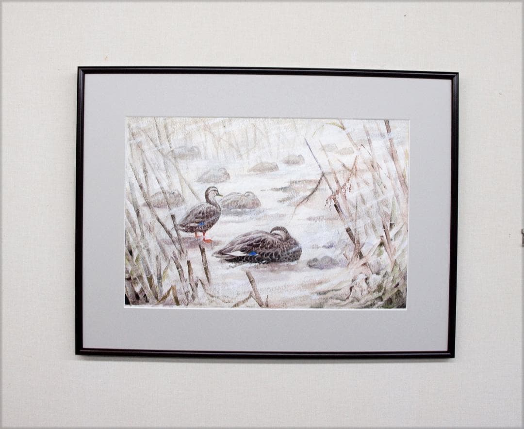 絵画「凍てつく朝」　水彩画