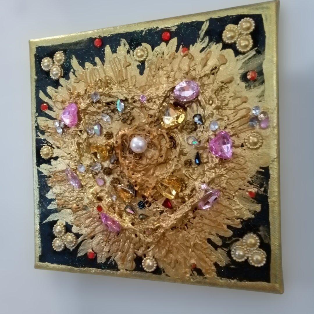 壁掛けアート金箔漆等使用　18cm