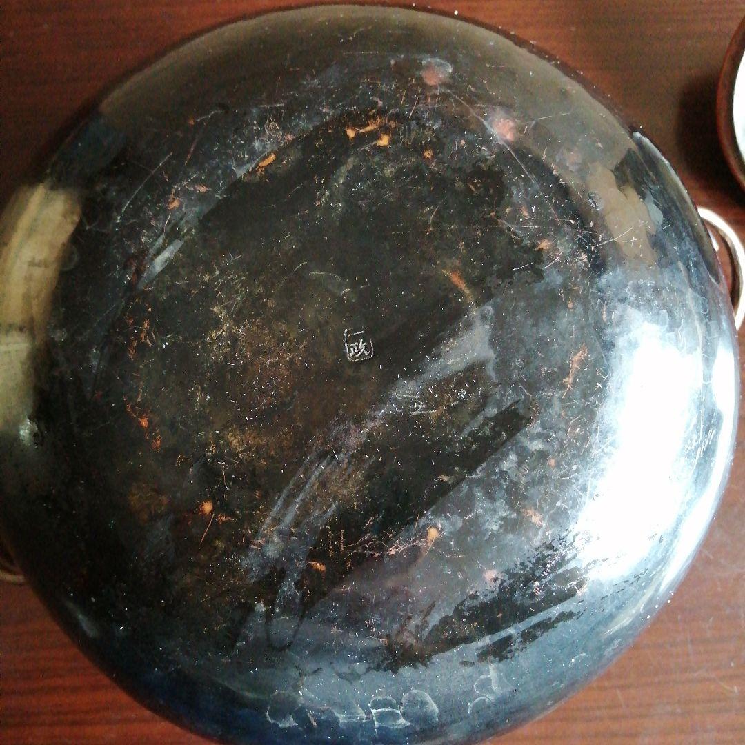 名古屋銅器　一政堂彦市　銅製鎚起赤色釜　22cm