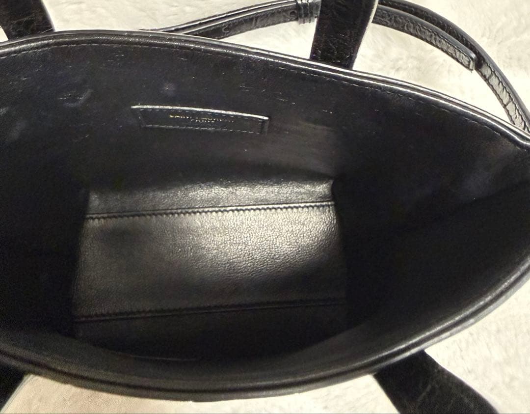 【サンローラン】現行品 クロコダイル ミニトイショッピングバッグ ミニバッグ 黒